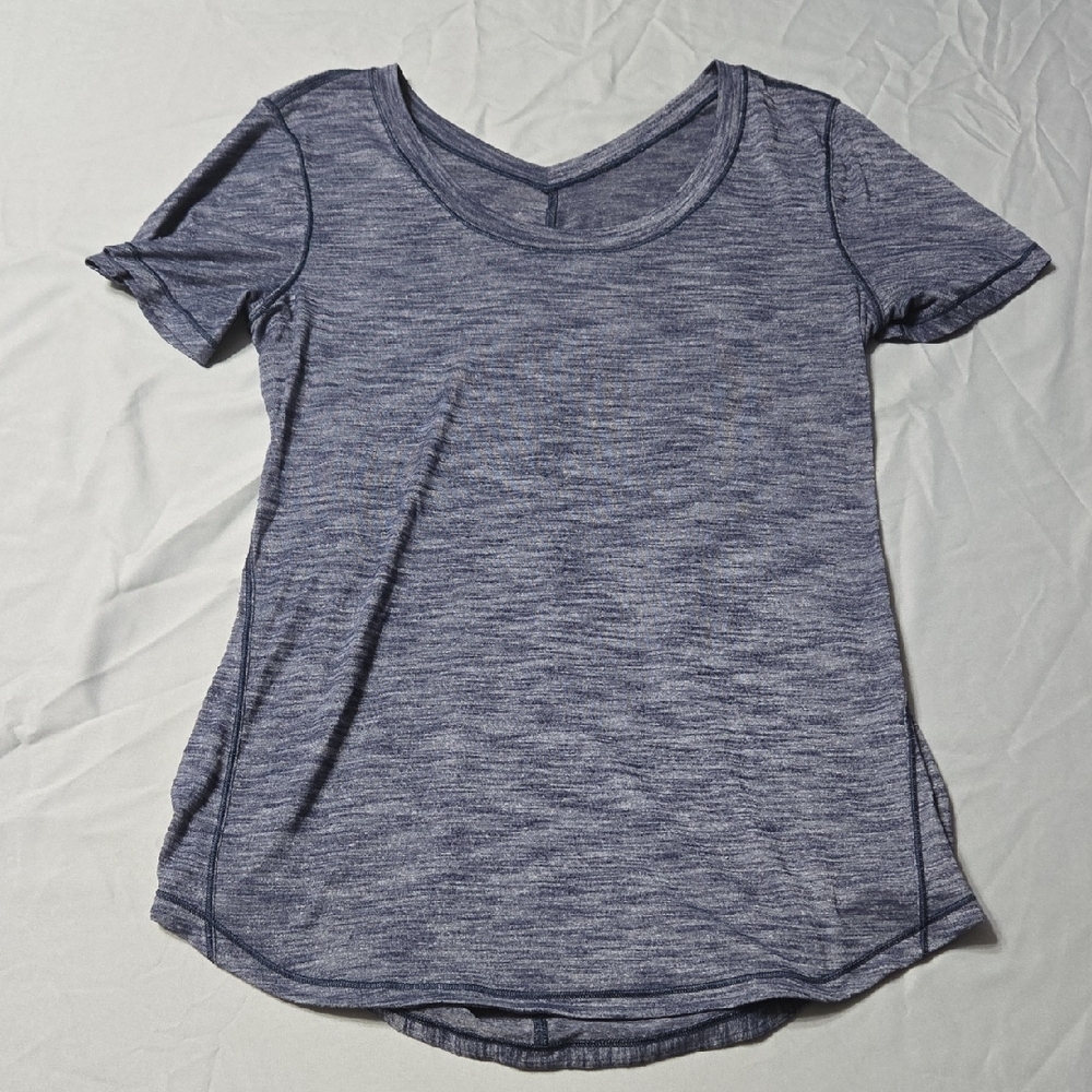 Lululemon Athletica Heathered Navy Short Sleeve Tee